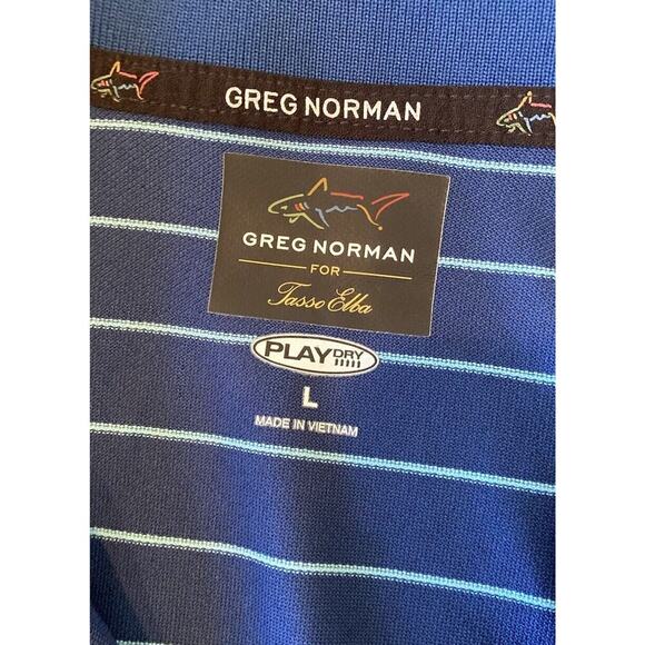 Greg Norman Stripe Polo Shirt Size Large Men’s Blue - Picture 3 of 6